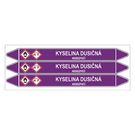 Značení potrubí, kyselina dusičná,3 ks, 355 × 37 mm